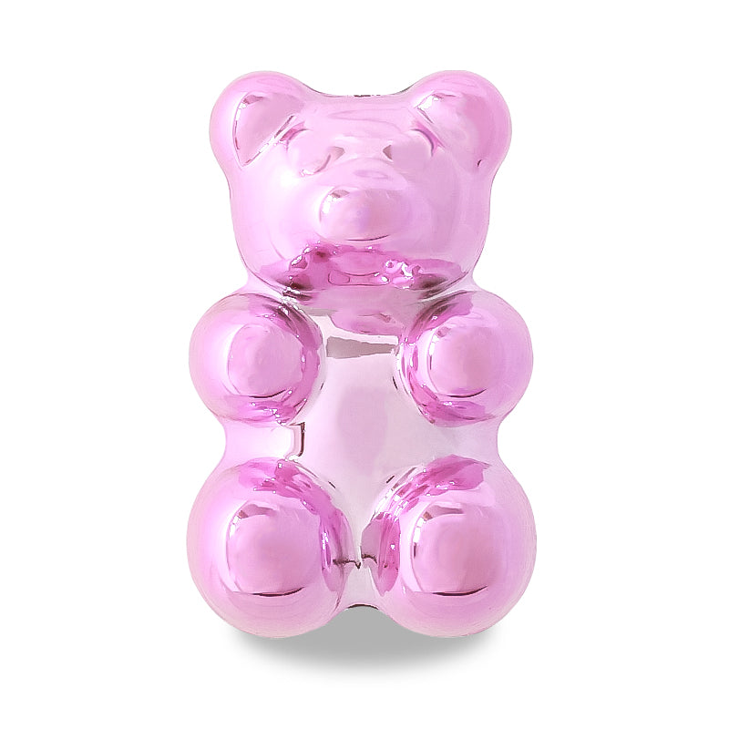 Acrylic Bead bear 2 metallic pink