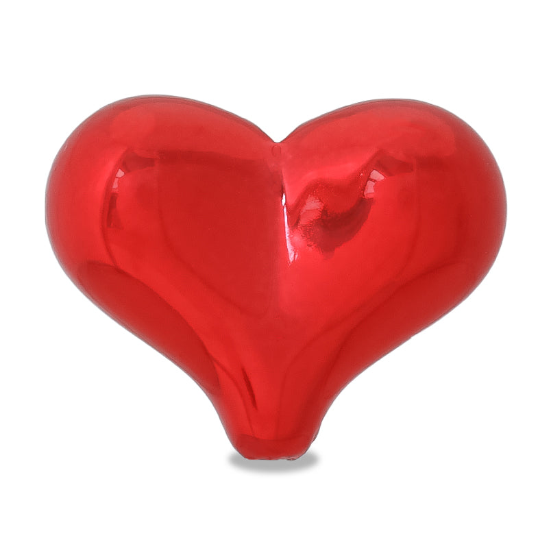 Acrylic Bead Heart Metallic Red