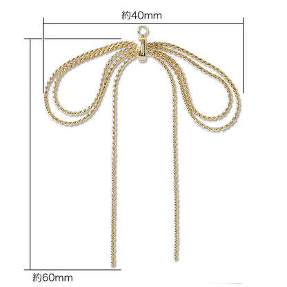 Swing parts chain ribbon 3 gold