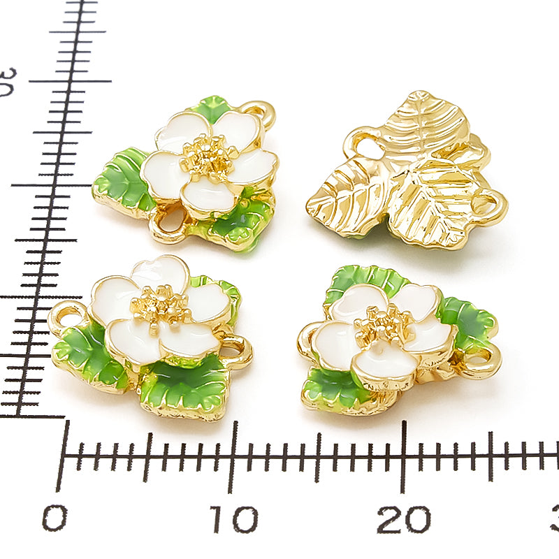 Charm Strawberry Flowers and Leaves 2 Can White Green/G