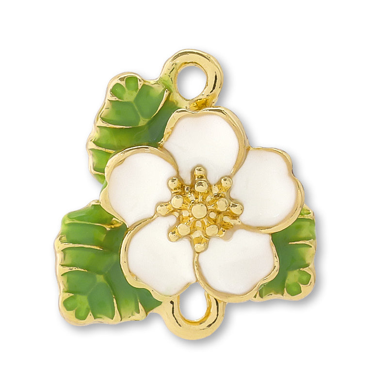 Charm Strawberry Flowers and Leaves 2-Ran White Green/G