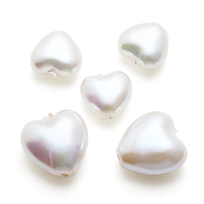 Resin pearl heart vertical hole White AB