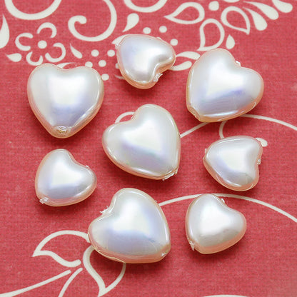 Resin pearl heart vertical hole White AB