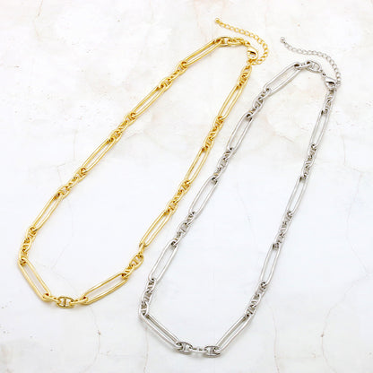 Chain Necklace K-427 (with adjuster) Rhodium color