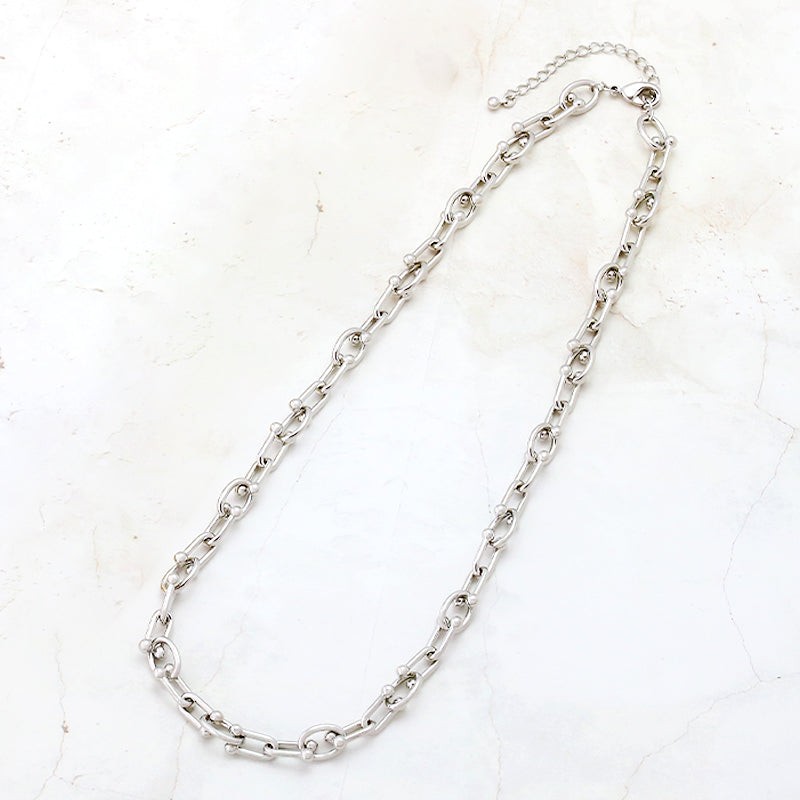 Chain Necklace K-428 (with adjuster) Rhodium color