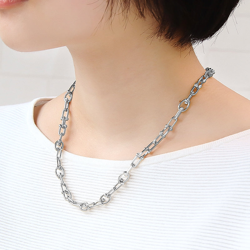 Chain Necklace K-428 (with adjuster) Rhodium color