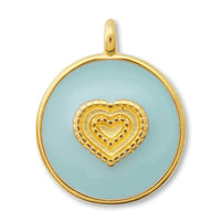 Greek Charm Heart Round Sky Blue/G