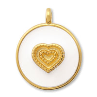 Greek Charm Heart Round White/G