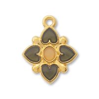 Greek Charm Heart No. 2 Clear Black/G