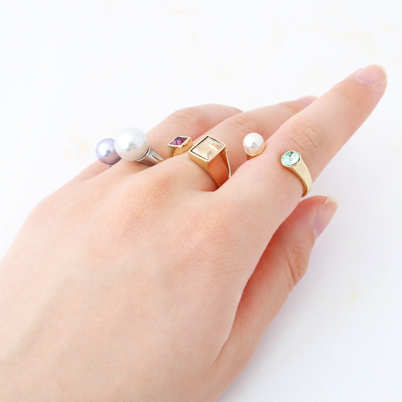 フォークリング台 ＃4527 8×6mm/＃4428 4mm　ロジウムカラー