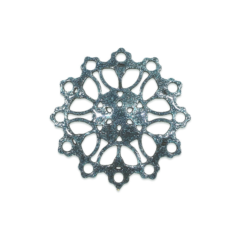 Italian filigree parts approx. 16mm glitter blue