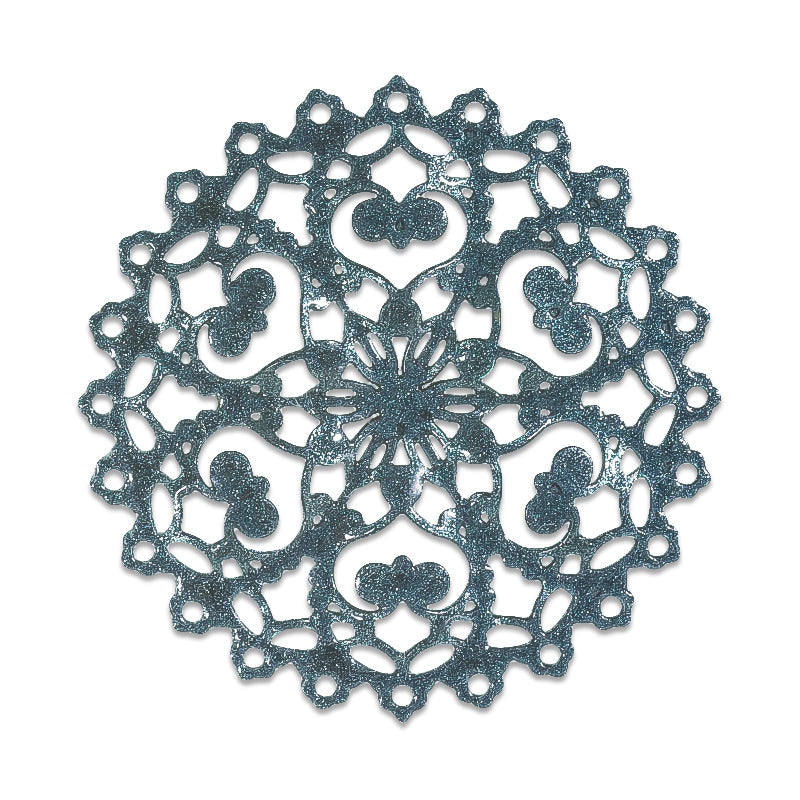 Italian filigree parts approx. 30mm glitter blue