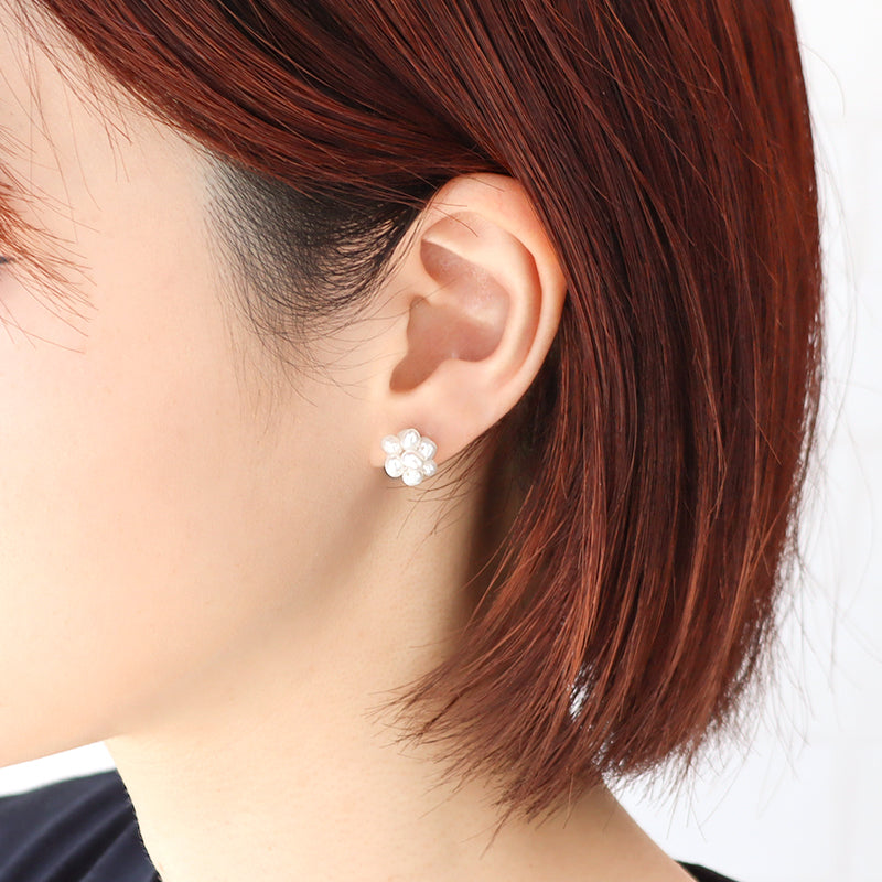 Kit: Freshwater Pearl Brush Ball Earrings, White (KR1154)