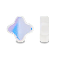 Czech table cut 4-petal flower crystal AB mat