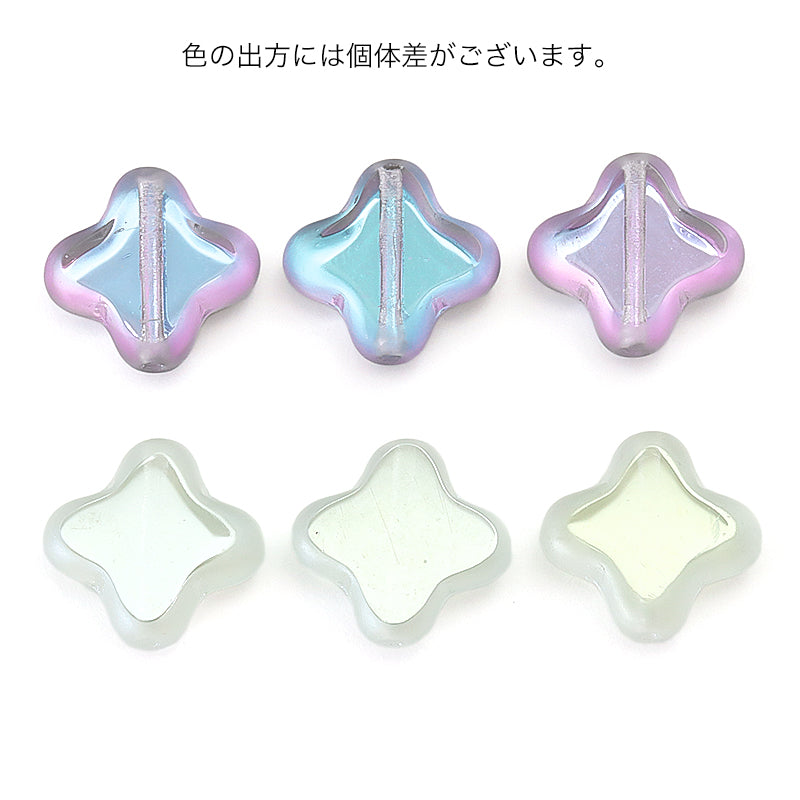 Czech table cut 4-petal flower crystal viridian mat