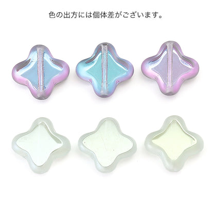Czech table cut 4-petal flower crystal viridian mat