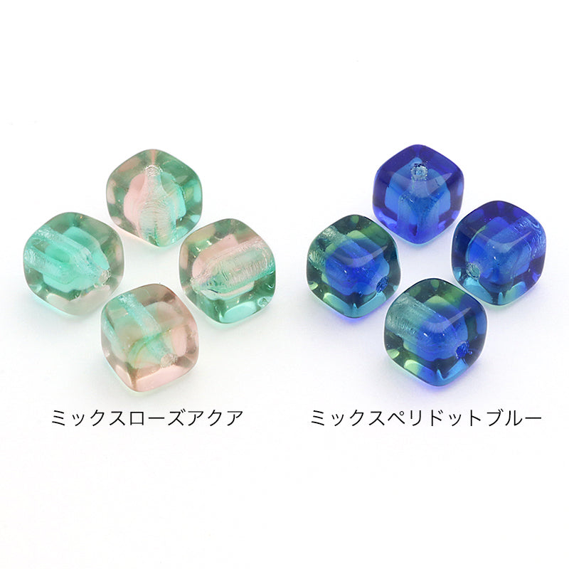 Czech Cube Mixed Peridot Blue