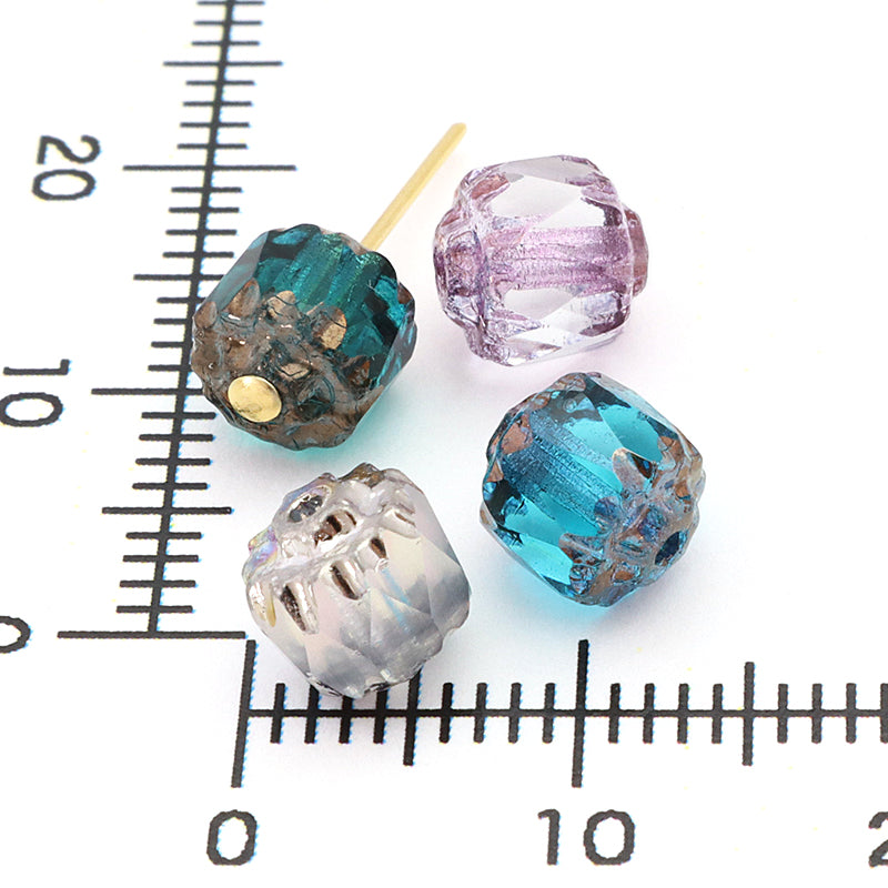 Czech Fire Polish Double Face Octagon Emerald/B