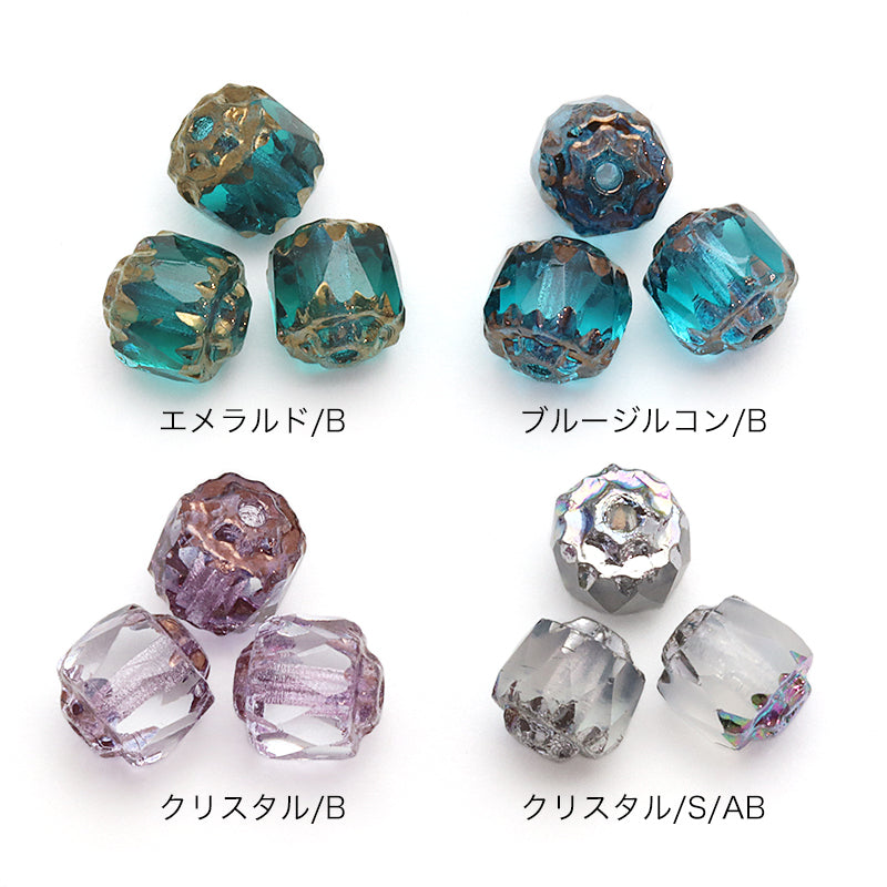 Czech Fire Polish Double Face Octagon Emerald/B
