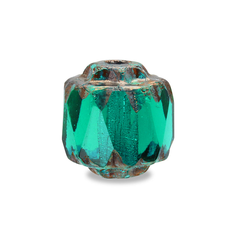 Czech Fire Polish Double Face Octagon Emerald/B