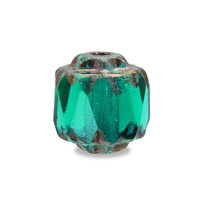 Czech Fire Polish Double Face Octagon Emerald/B