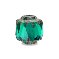 Czech Fire Polish Double Face Octagon Emerald/B