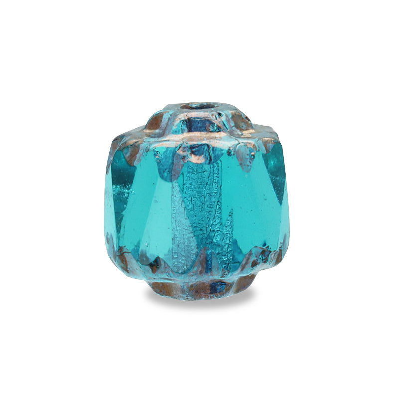Czech Fire Polish Double Face Octagon Blue Zircon/B