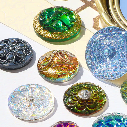 German glass cabochon Round 14 Volcano/G