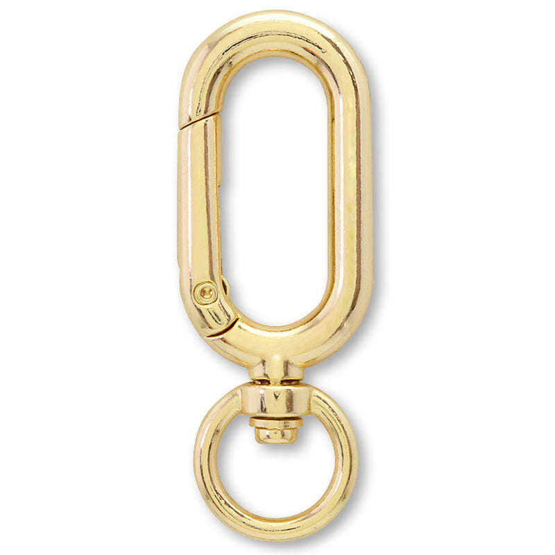 Carabiner, Oval, with Rotating Ring, Gold