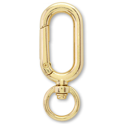 Carabiner, Oval, with Rotating Ring, Gold