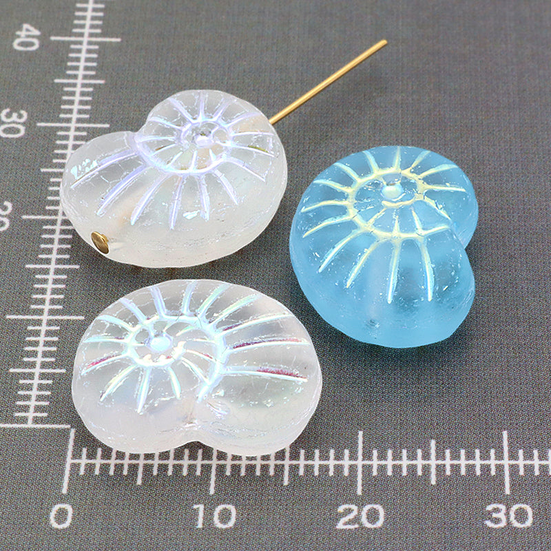 Czech Spiral Shell Aquamarine Mat/AB Line