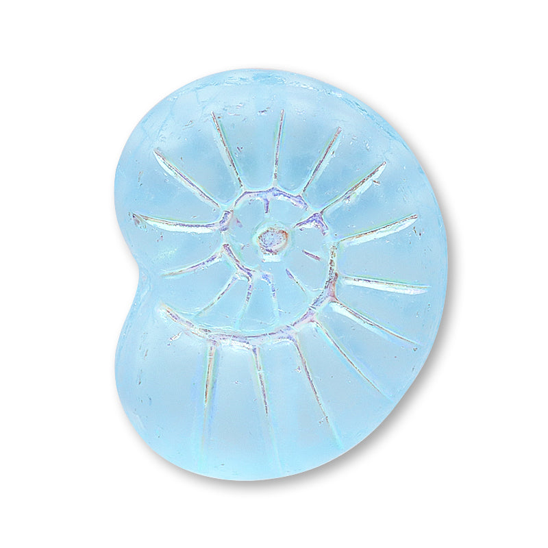 Czech Spiral Shell Aquamarine Mat/AB Line