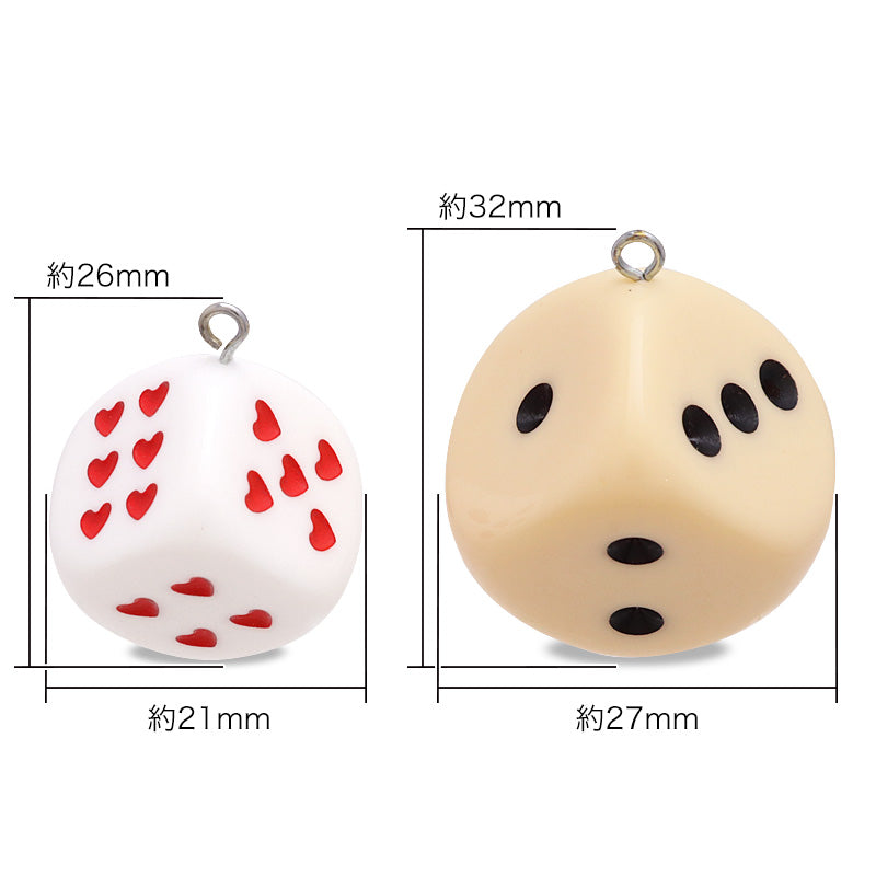 ドイツ製アクリル ダイス ハート  1カン　ホワイト/レッド
