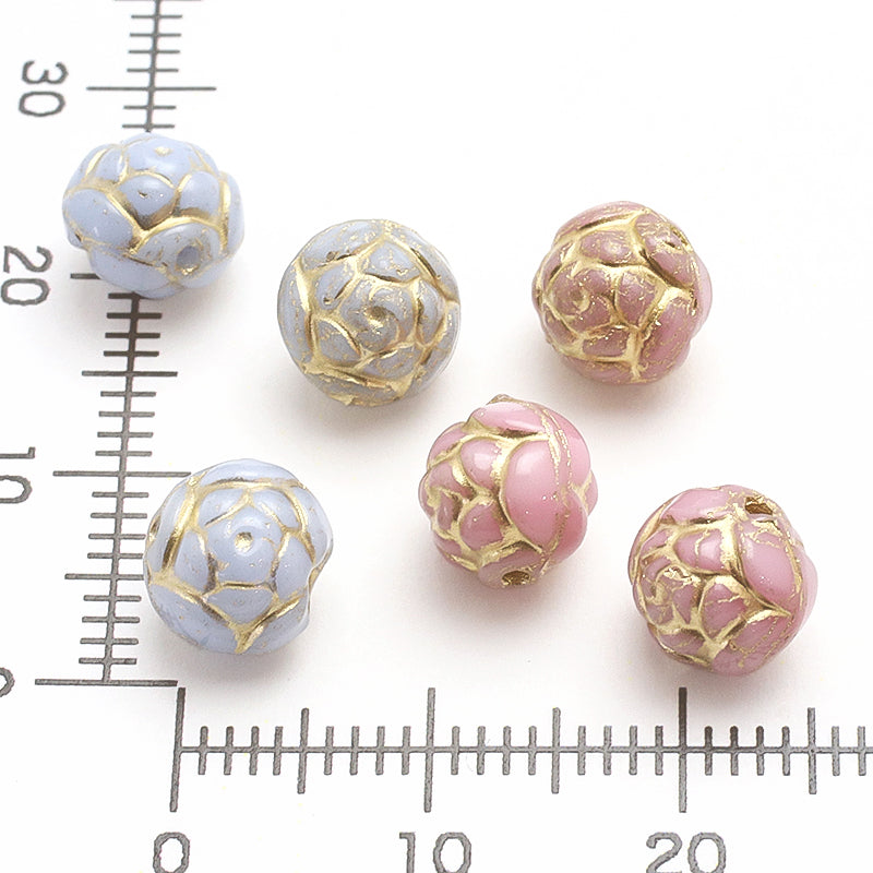 Czech Round Rose Silk Rose/G