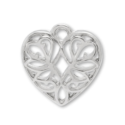 チャーム スカシハート　ロジウムカラー