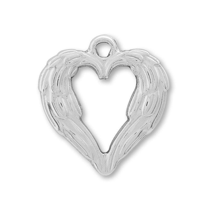 Stainless steel charm heart feather fabric