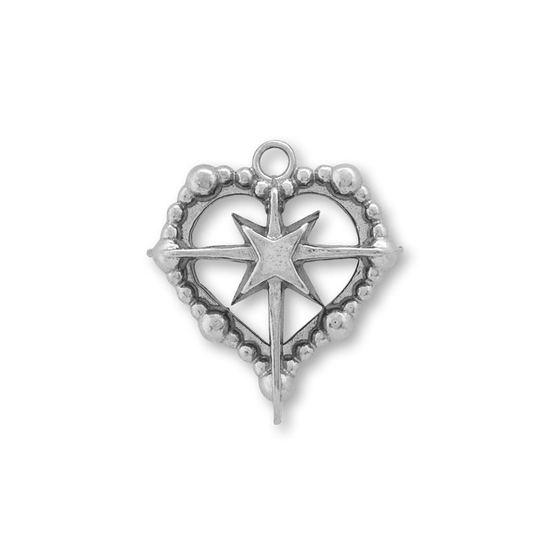 Stainless steel charm heart sparkle fabric