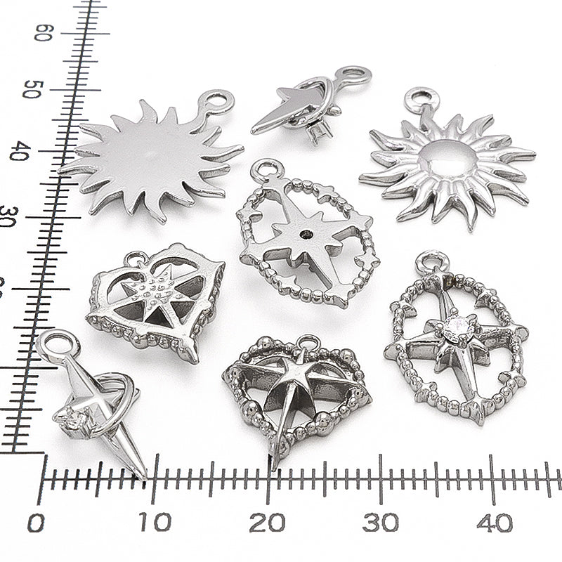 Stainless steel charm heart sparkle fabric