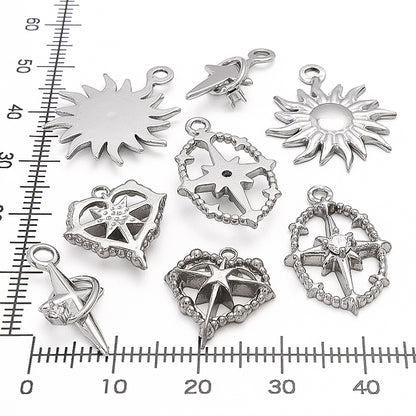 Stainless steel charm heart sparkle fabric