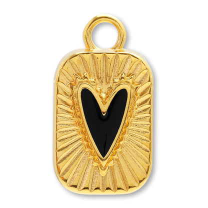 ギリシャチャーム ハートレクタングル　ブラック/G