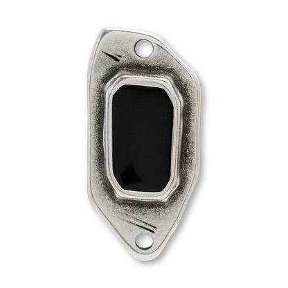 ギリシャパーツ ポリゴンプレート 2穴　ブラック/銀古美