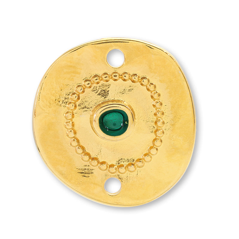 ギリシャパーツ ラウンドプレート 2穴　エメラルド/G