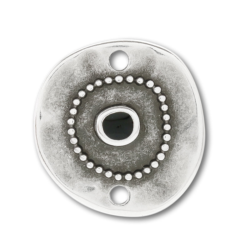 ギリシャパーツ ラウンドプレート 2穴　ブラック/銀古美