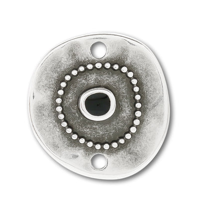 ギリシャパーツ ラウンドプレート 2穴　ブラック/銀古美