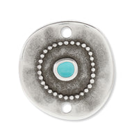 ギリシャパーツ ラウンドプレート 2穴　ターコイズ/銀古美