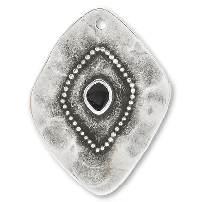 ギリシャパーツ ダイヤプレート トップホール　ブラック/銀古美