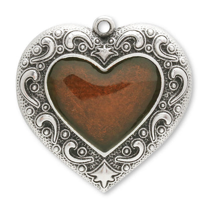 ギリシャチャーム ペイズリーハート　クリアブラウン/銀古美