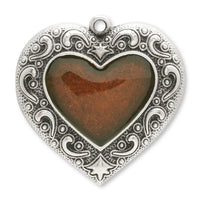 ギリシャチャーム ペイズリーハート　クリアブラウン/銀古美