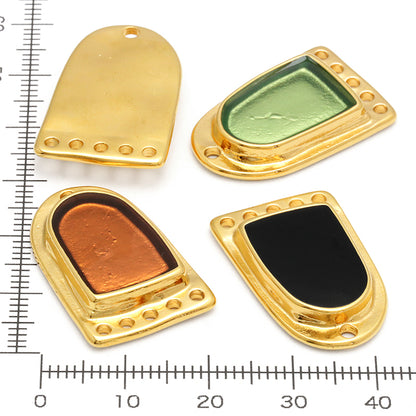 ギリシャパーツ エスニックプレート 上1穴 下5穴　クリアグリーン/G