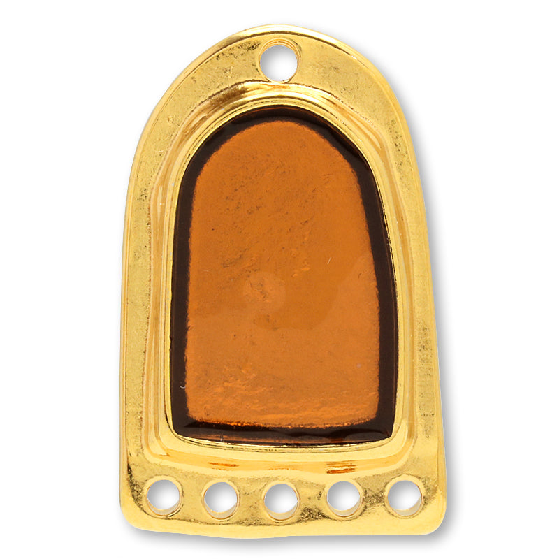 ギリシャパーツ エスニックプレート 上1穴 下5穴　クリアブラウン/G